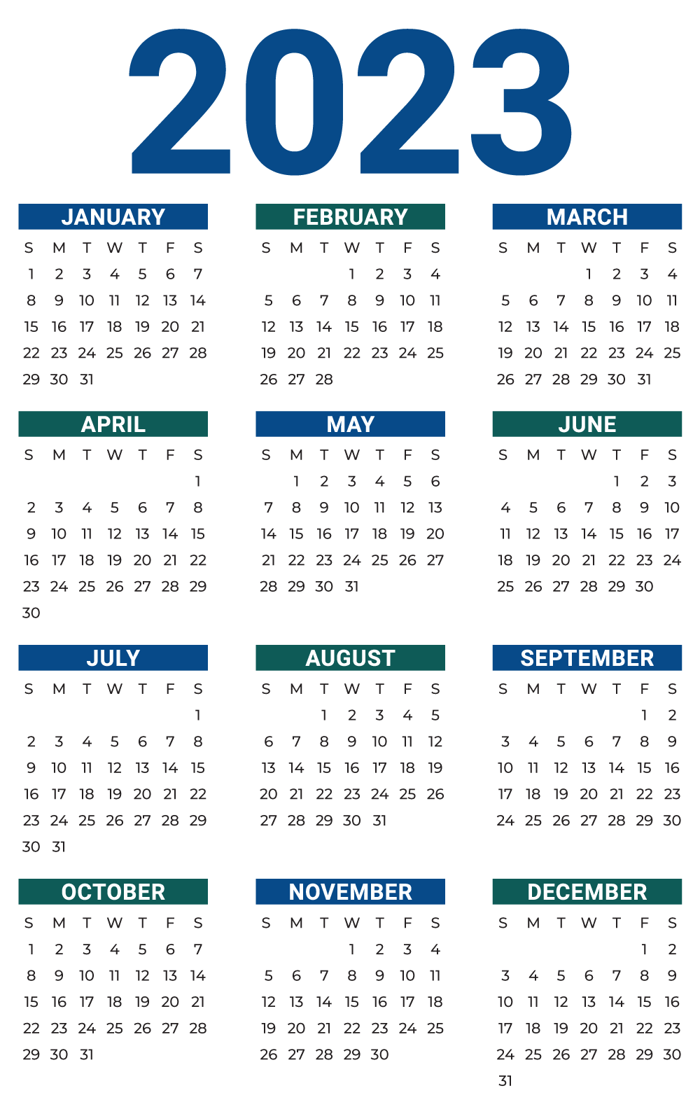 Picture of the 2023 calendar.