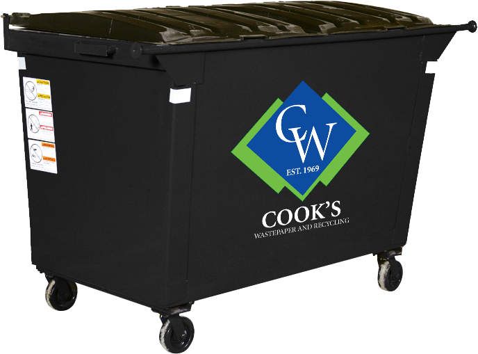 Photo of Cooks Waste rear load dumpster.